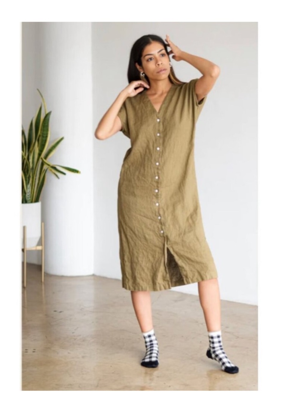Two days off Kaneko Dress - Medium / Moss Green